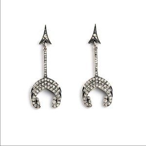 3/$25 Silver tone rhinestone arrow earrings